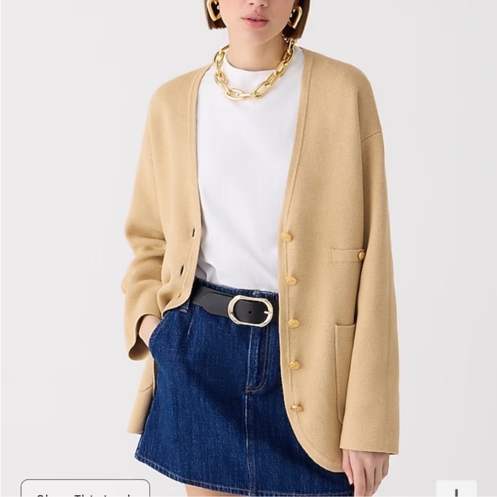 J crew Long V-neck sweater blazer light khaki 🩷 NWT